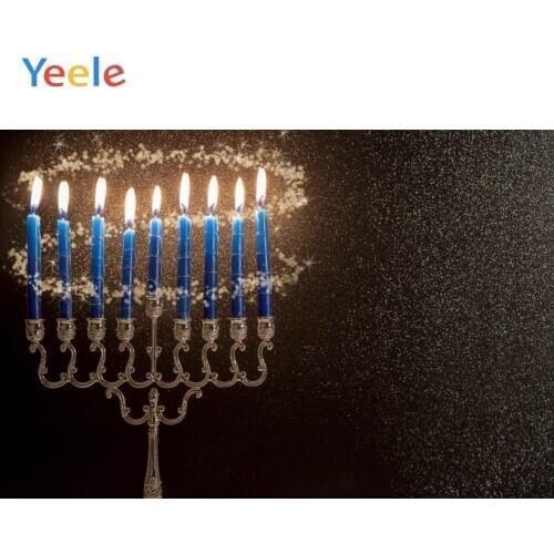 Yeele Happy Hanukkah Backdrop Jewish New Year Rosh Hashanah Candle Lampstand Photography Backdrops Vinyl Photographic Background