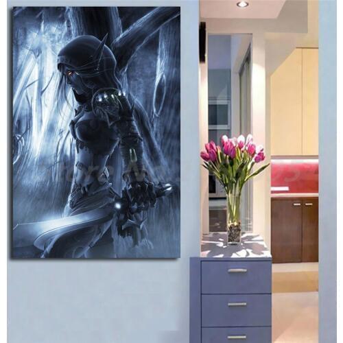 World of Warcrafts Female Dark Drow Elf Rogue Warrior Canvas Posters Prints Wall Art Painting Decorative Picture Home Decoration