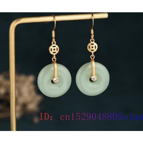 Green Jade Doughnut Earrings Agate Jewelry Women Zircon Chalcedony Gifts Crystal Natural 925 Silver Fashion Amulet Gemstone