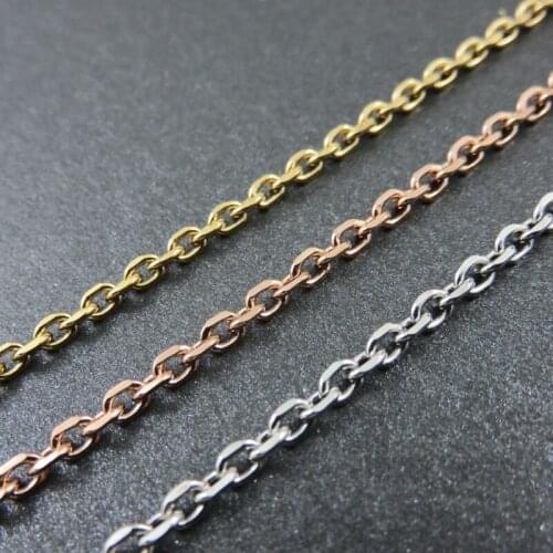 2.2mm*40cm-90cm Women Chain Gold-color Rose Gold Color Stainless Steel Split Wedge O Chain Necklace Stainless Steel Jewelry