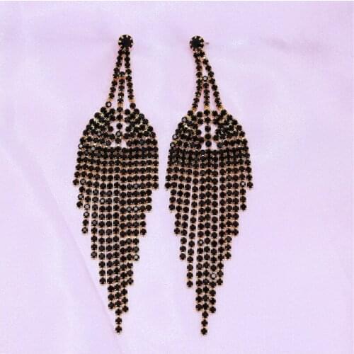 Womens Long Earrings With Rhinestone Hanging Big Statement Earings Luxury Crystal Party Fashion Wedding Jewelry New Year Gift