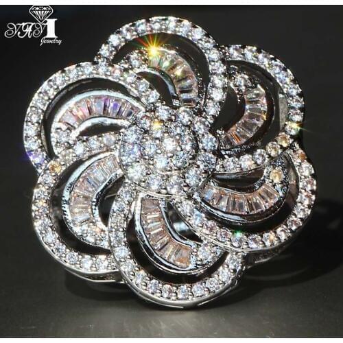 YaYI Jewelry Fashion Princess Cut 4.8 CT White Zircon Silver Color Engagement Rings wedding Heart Rings Party Rings