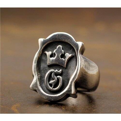 925 sterling silver Thai silver heavy crown big ring