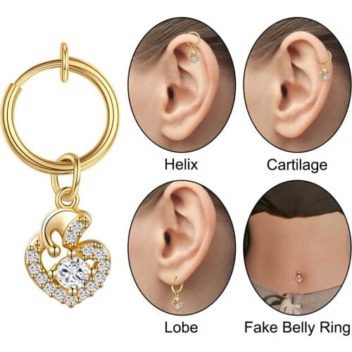 Gold Fake Navel Clip Belly Button Rings Faux Clip on Earrings Belly Piercing Ombligo Non Piercing Navel Ring Body Jewerlry