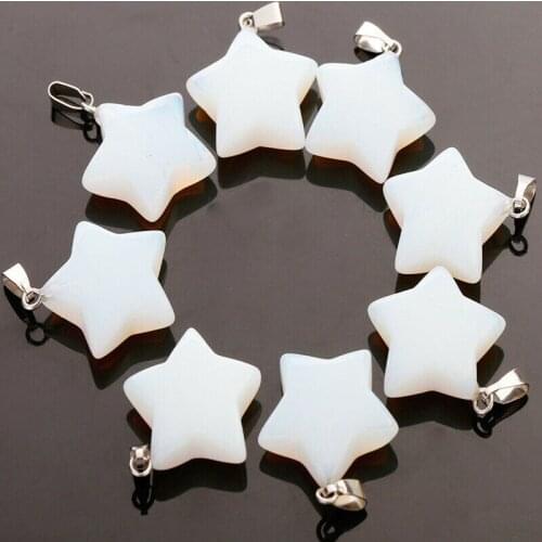 1pcs opal natural stone quartz crystal pentagram star necklace pendant for Jewelry