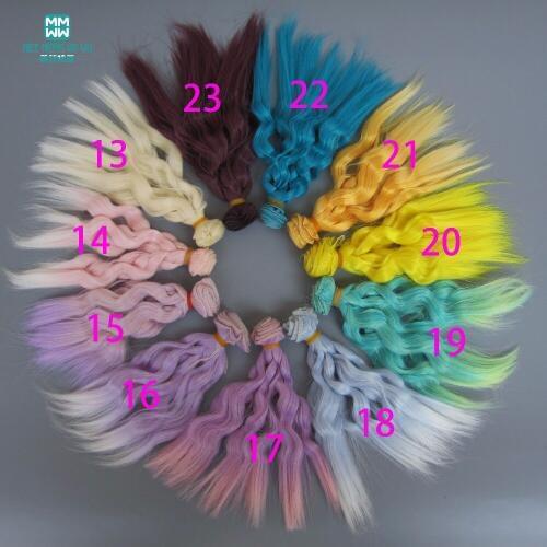 1pcs 15cm*100CM Natural curly hair for 1/3 1/4 1/6 BJD/SD doll DIY wig high temperature wire wig Black brown light gold variety