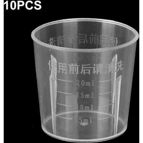 10Pcs Kitchen 20ml Portable Clear Food Grade Plastic Cup Graduated Double-sided Scale Measuring Cup Container Kitchen Tools