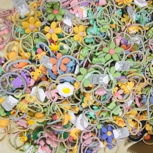 10PCS New Animal Fruit Flower Princess Headwear Kids Cute Elastic Hair Bands Children Ropes Girls Accessories Baby Headdress