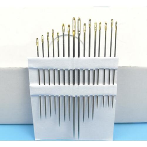 16PCS/Bag Tail Gold Plated Stainless Steel Hand Sewing Needles Paper Box Package Home DIY Sewing Combination