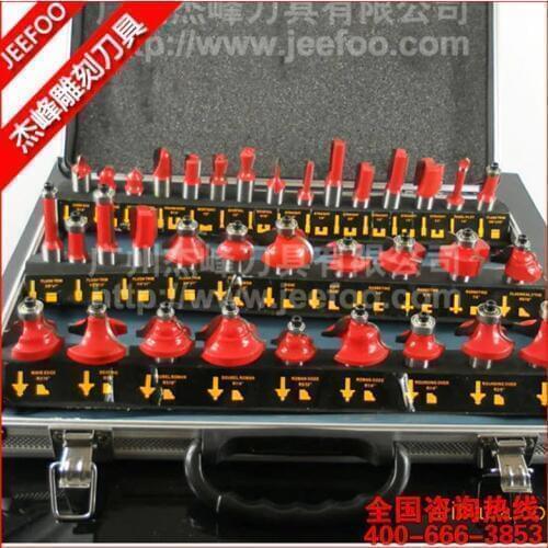 35PCS Shank 6.35(1/4) &12.7(1/2) Tungsten Carbide CNC Router Bit Set, woodworking tools with Wood Case box