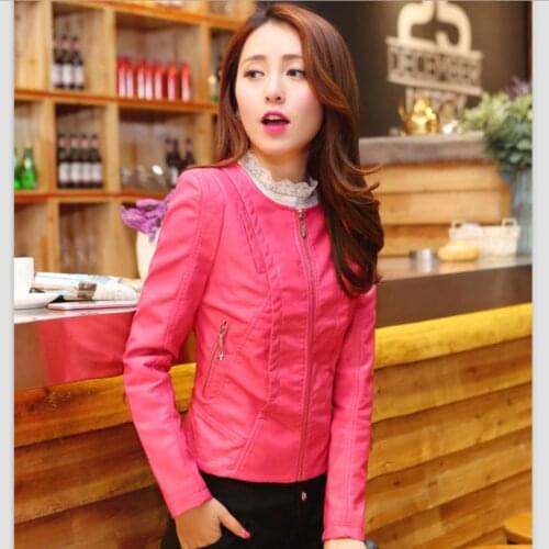 3XL Plus Size Stitching PU leather jackets womens new fashion motorcycle leather jacket Slim short jackets w626 wholesale