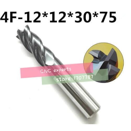 4f-12*12*30*75,hrc50,carbide End Mills,carbide Square Flatted End Mill,4 Flute,coating:nano,factory Outlet Length
