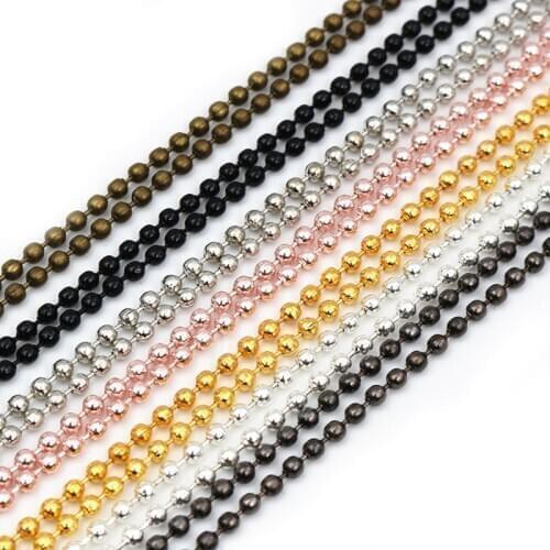 5pcs/lot 3 Size 1.5mm and 2.0mm and 2.4mm 7 Colors Plated Ball Beads Chain Necklace Bead Connector 65cm(25.5 inch)