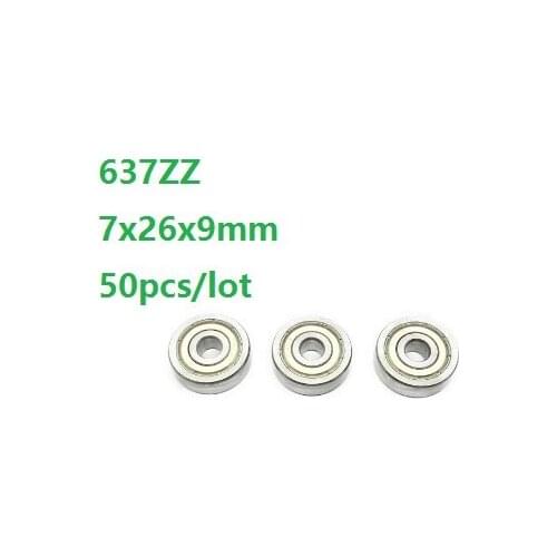 50pcs/lot 7x26x9mm 637ZZ 637-ZZ 637 ZZ Z 637Z 7*26*9mm Deep Groove Ball bearing Miniature Mini Double cover Ball Bearings