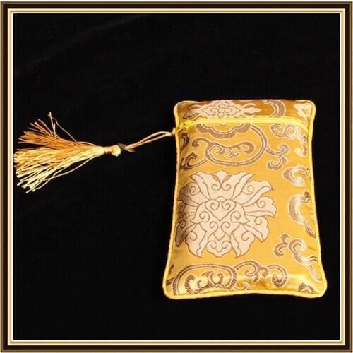 50pcs Chinese Silk Zip Gift Bag Christmas Long Coin Purse Party Favors Jewelry Necklace Comb Mobile Phone Pouches Wholesale