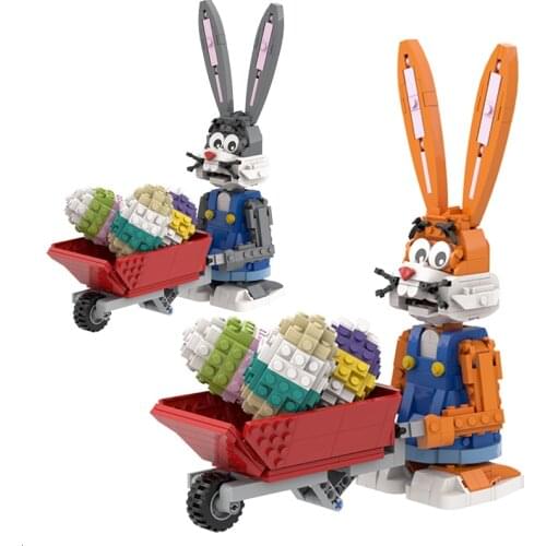 774PCS Easter Bunny Model Building Blocks Cute Rabbit Animal DIY MOC Bricks Toys for Girls Birthday Gifts Home Decoration
