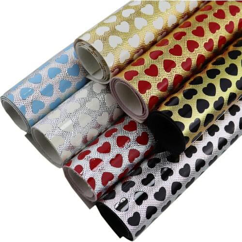 7pcs 21x30cm A4 loving heart lines pu leather fabric material for craft project CN043