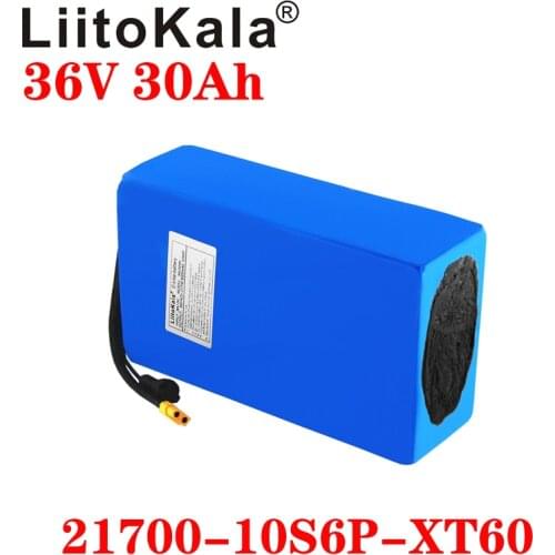 LiitoKala 36v 30ah 21700 10S6P electric motorcycle tricycle bike batteria 36v 30ah E scooter battery for Bafang/Tongsheng XT60