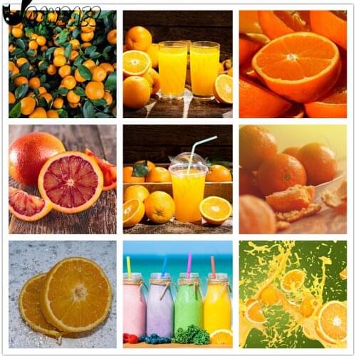 Fruit Diamond Painting Orange Cross Stitch Embroidery Milk 5D Diy Mosaic Kit Inlaid Craft Gift Design Home Decoration