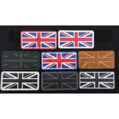 The Union Jack British flag 3D PVC patch PB050 Black Red Green Grey Tan Luminous