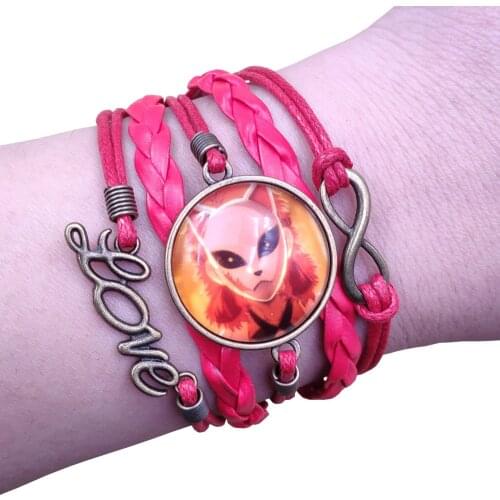 Demon Slayer Kamado Tanjirou Multilayer Leather Bracelet Anime Cartoon Time Gem Women Men Girl Boy Student Lady Gift GMZR