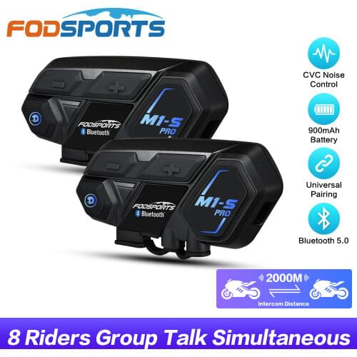 Fodsports M1-S Pro Motorcycle Bluetooth Helmet Headset Intercom Motorcycle Waterproof Wireless intercomunicador moto 8 Riders