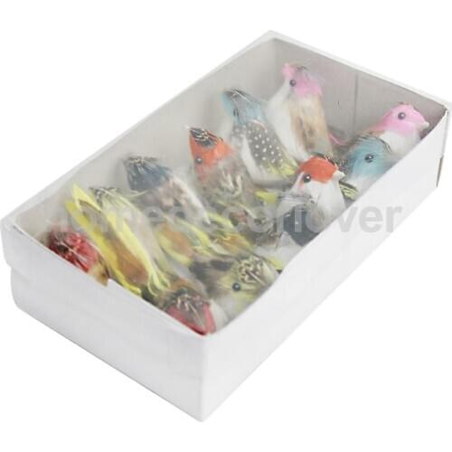 12 Perched Woodland Birds Artificial Feather bird Photography Prop Colorful