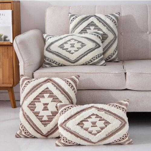 Cotton Woven Cushion Cover Boho Style Coffee Black Pillow Cover Tribal for Home decoration Living Room Bed Room 45x45cm/30x50c