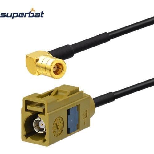 Superbat Fakra K Jack to SMB Female Right Angle Connector Radio GPS Antenna Extension Cable RG174 For XM Sirius Satellite