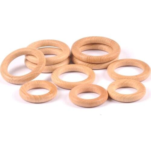 2pcs Natural beech Wood Circle DIY Crafts Embellishment For Wooden Ring Children Kids Teething Ornaments 40/50/55/60/65/70mm