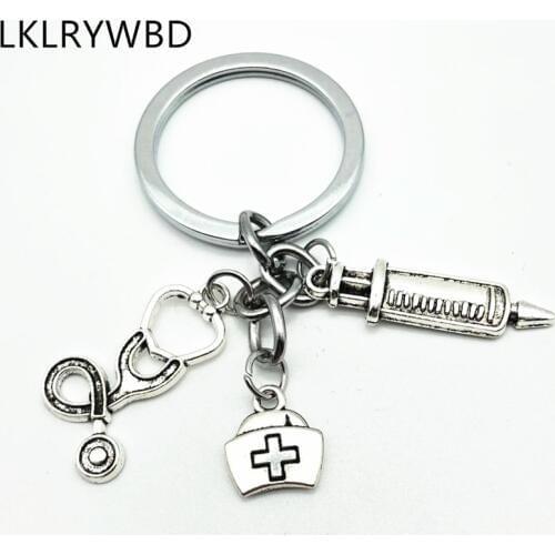 LKLRYWBD 2019/ New Nurse Medical Kit Medical Key Chain Needle Stethoscope Cute Creative Key Ring Men and Women Keychain