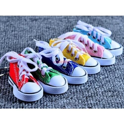 Mini Canvas Shoes Sneaker Tennis Keychain Creative Key Ring Chain Simulation Sport Shoes Funny Keyring Pendant Gift