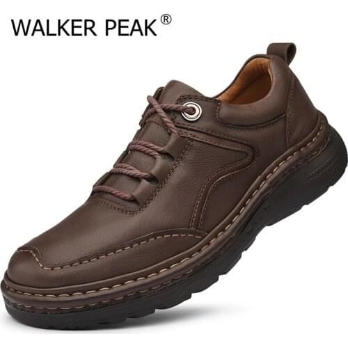 2021 New Full Grain Genuine Cow Leather Mens Shoes Spring & Autumn Fashion Shoes for Man High Quality Comfy Men Casual Shoes