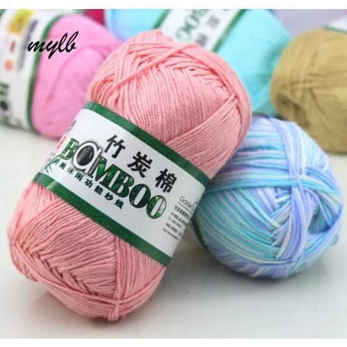 Mylb 500g 10Pcs Soft Smooth Natural Bamboo Cotton Hand Knitting Yarn Baby Cotton Yarn Knitted By 2.25mm Needles