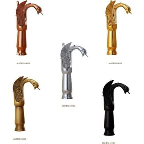 New Basin Faucets New High Swan Faucet Arch Design Luxury Wash Mixer Taps Brass Hot And Cold Taps Gold Plated Single Hole Tap