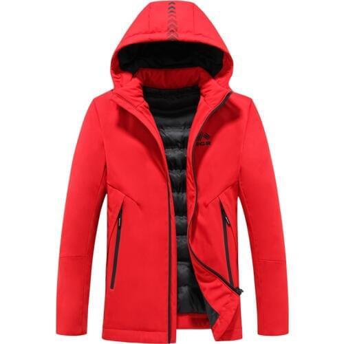 Down Jacket Mens 2019 Winter New Style Korean-style Fashion Hooded White Duck down Comfortable Casual Mens Jacket Thermal Wear