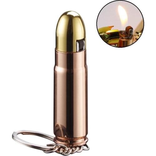 Bullet Lighter Keychain Lighters Rose Gold Refillable Metal Butane Flame Lighters for Men Cigarette