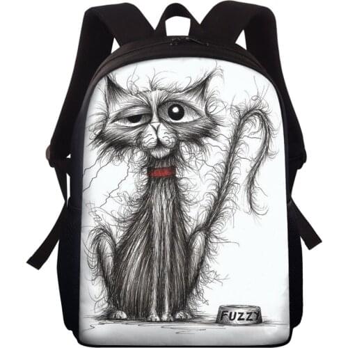 ELVISWORDS Customize Women Men Rucksack Personality Ghost Cat Printing Backpack Boys Girls School Bags Fashion Mochila Escolar