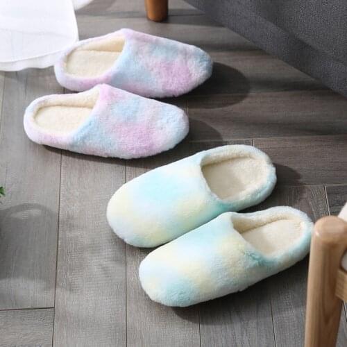 Big Size Unisex Warm Slippers Plush Flat Mute Shoes Faux Fur Soft Slip On Slides For Home Bedroom Indoor Women Autumn Winter