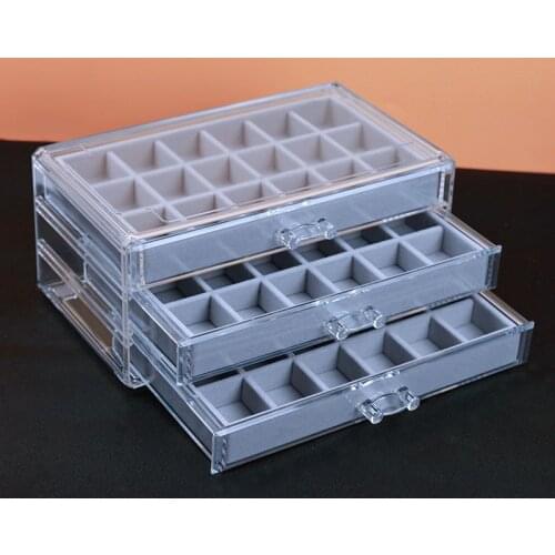 Drawers Jewelry Organizer 54 Slots Earring Ring Storage Box Organizador JoyasTransparent Plastic Box Lipstick Jewelry Display