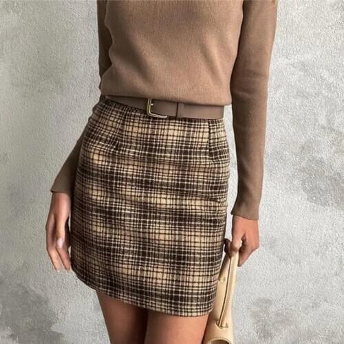 Foridol Plaid mini skirt women bodycon skirt autumn winter party club chic short skirt elegant office skirt female