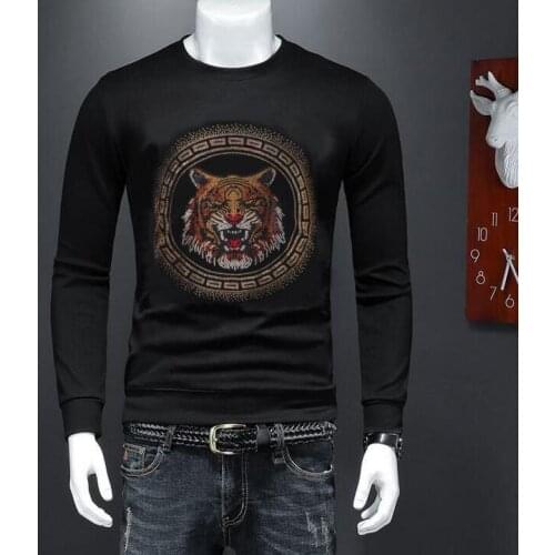 Winter Men hoodies Breathable Rhinestone design Casual Men Slim top sweatershirt