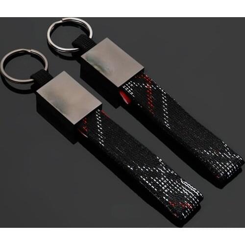 1pcs Fashion Classic Alloy Fabric With Car Logo Scottish Tartan Fabric Keychain Key Chain Keyring Holder For VW Audi GTI Pendant