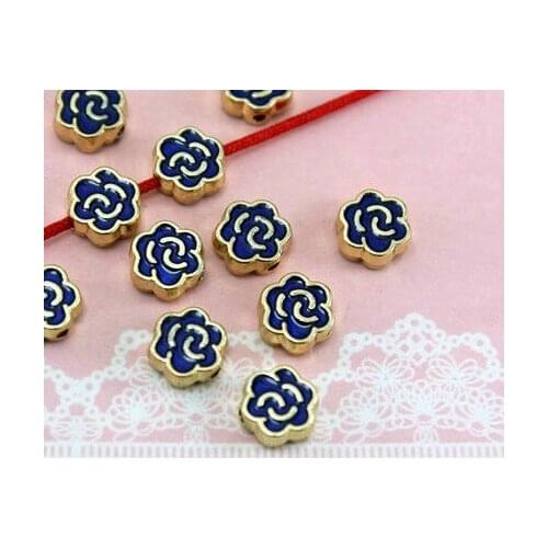 10pcs/lot Tibetan Silver flower spacer Oil dripping gilt torus Loose Bead Beads Connectors for DIY Jewelry Making bracelet dgt45