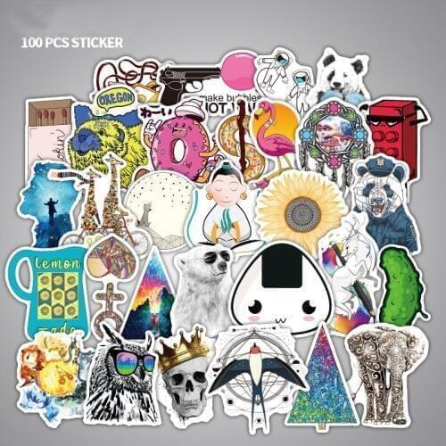 100Pcs/pack White Decal Sticker Graffiti Stickers For Motorcycle Car Suitcase Cool Laptop Skateboard DIY Stickers Bomb Girls