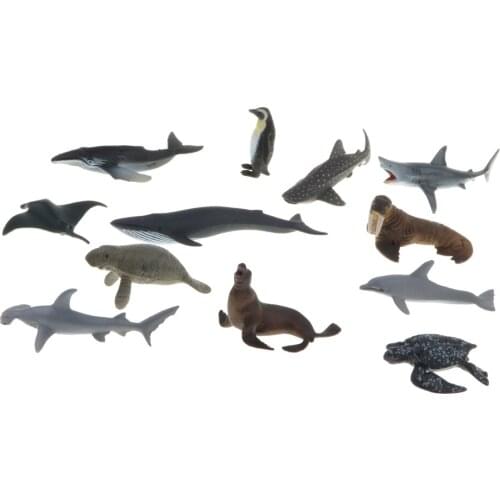 12 Pieces Realistic Mixed Plastic Marine Animals Kids Toy Party Bag Favors