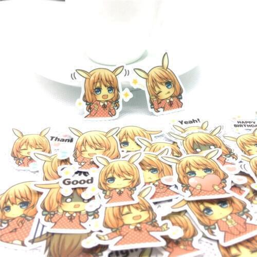 40 Pcs/lot Rabbit ears girl paper Sticker Decal For Phone Laptop Bicycle Notebook Backpack Kids Toy stickers scrapbooking