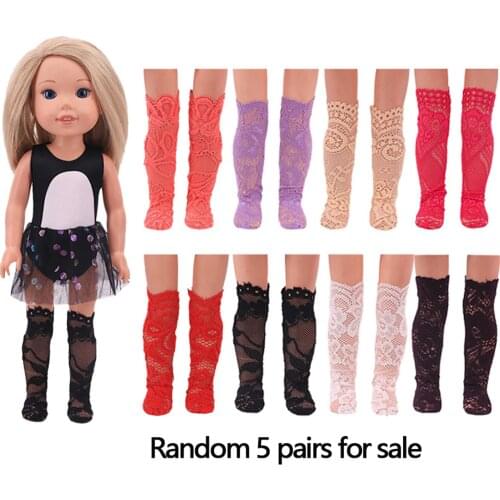 5PCS Random Doll Lace socks Handmade Accessories Fit 14.5 Inch Doll BJD&Nancy&EXO Russian Doll,Best Girls Toy Gifts