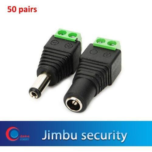 50 Pair DC Power Male and Female Jack Adapter Plug Free Welding DC Male Female Head For CCTV Camera DVR Free Shipping