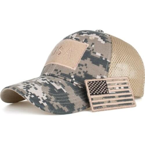 American Flag Camouflage Patch Embroidered Baseball Cap Net Cap Men\S Cap Duck Tongue Cap Black Net Cap